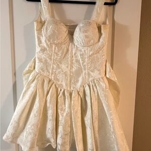 Cream Brocade Bustier Mini Dress